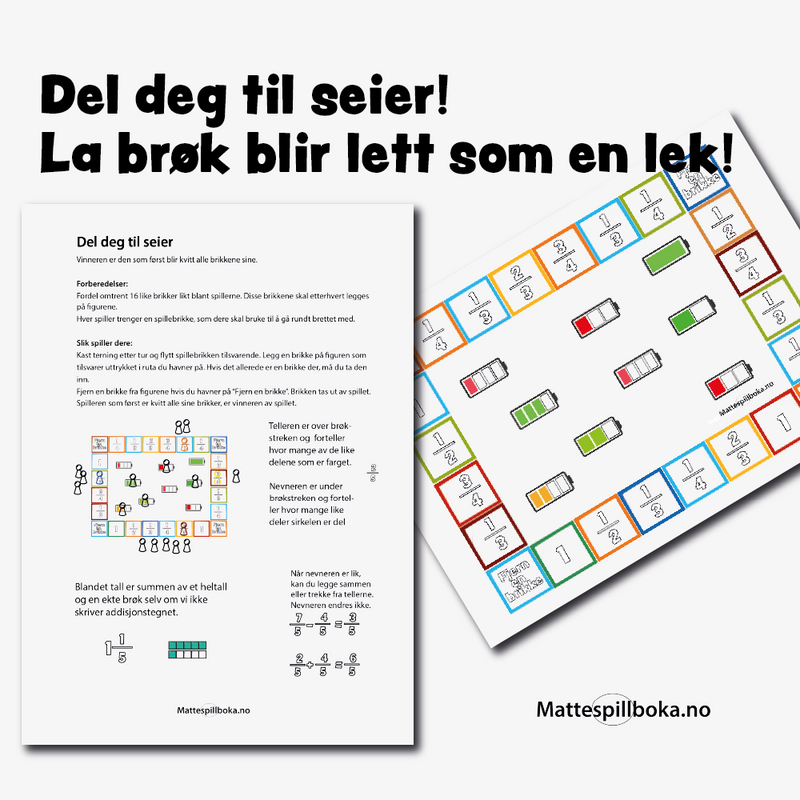 Brøk- mindre enn en, uekte brøk og blandet tall